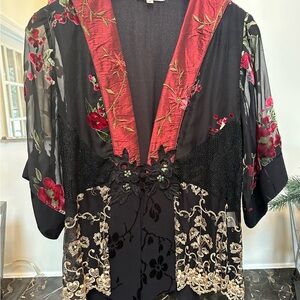 SPENCER ALEXIS Cropped Kimono Jacket S Small Patchwork